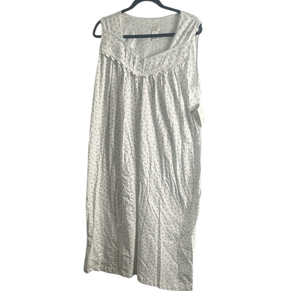 ARIA vintage Floral White cotton Nightgown size L new